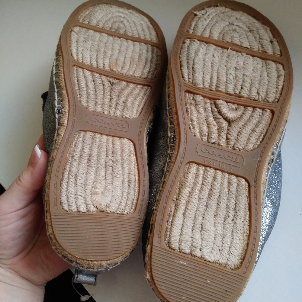 NWOT Coach Ramira Silver/Gray Glitter Espadrilles - Picture 6 of 8